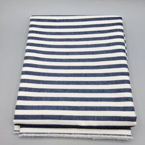 Navy White Striped Cotton Upholstery Fabric 1 2/3 Yards 64 Inches Wide Nautical